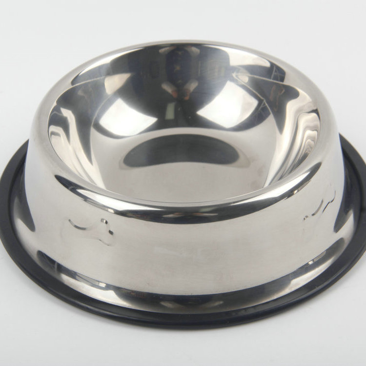 S-18cm Round Bottom With Silicone Bone Stainless Steel Pet Basin