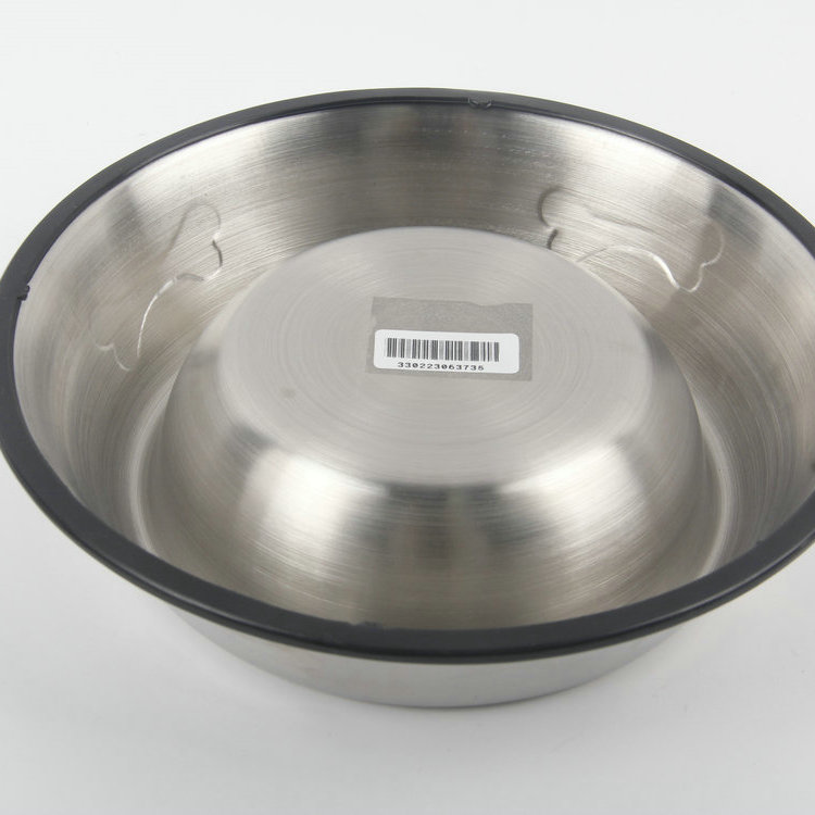 S-22cm Round Bottom With Silicone Bone Stainless Steel Pet Basin