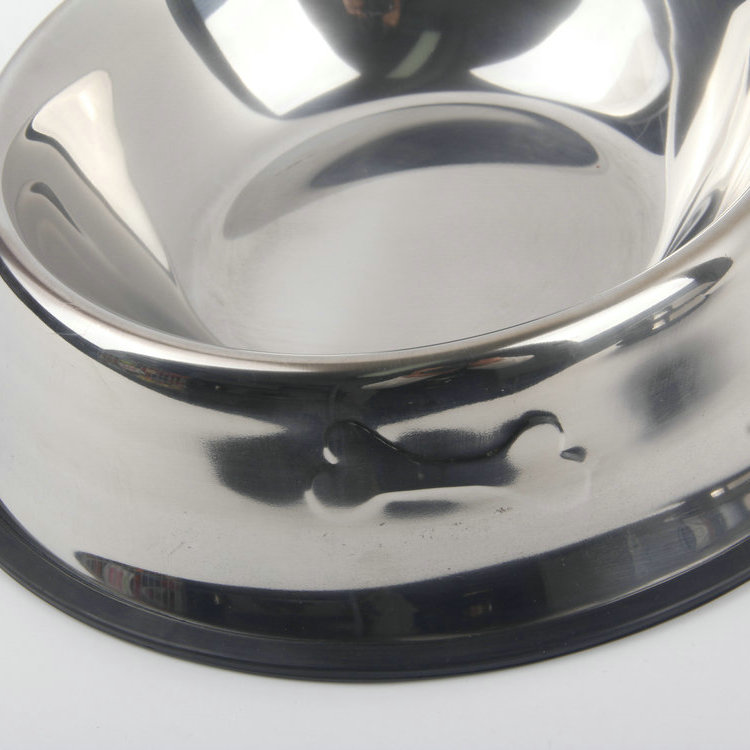 S-26cm Round Bottom With Silicone Bone Stainless Steel Pet Basin