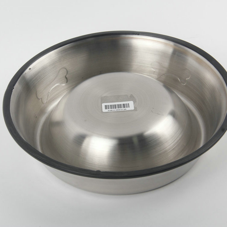 S-26cm Round Bottom With Silicone Bone Stainless Steel Pet Basin
