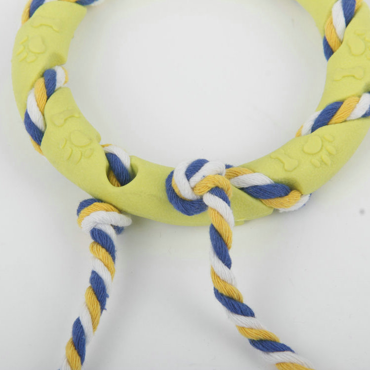 S-Cotton Rope Winding Circle With Paw Print TPR Pet Toy