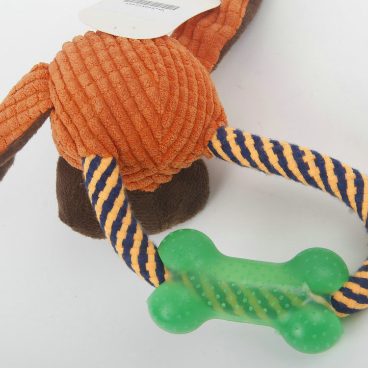 S-Set of Plastic Bone Dog Head Cotton Rope Pet Toy
