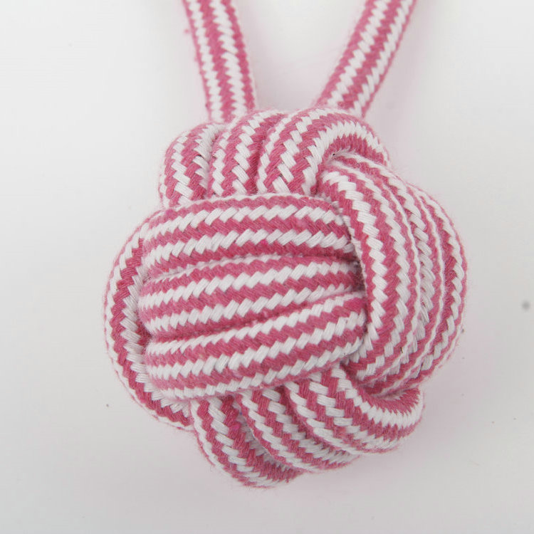 S-Two-Color Checkered Braid Loop Cotton Rope Ball Cotton Rope Pet Toy 1