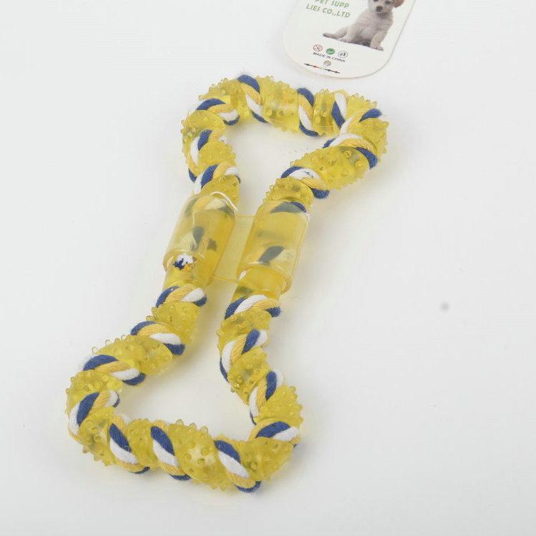 S-Bone-Shaped Vinyl Cotton Rope Winding Pet Toy