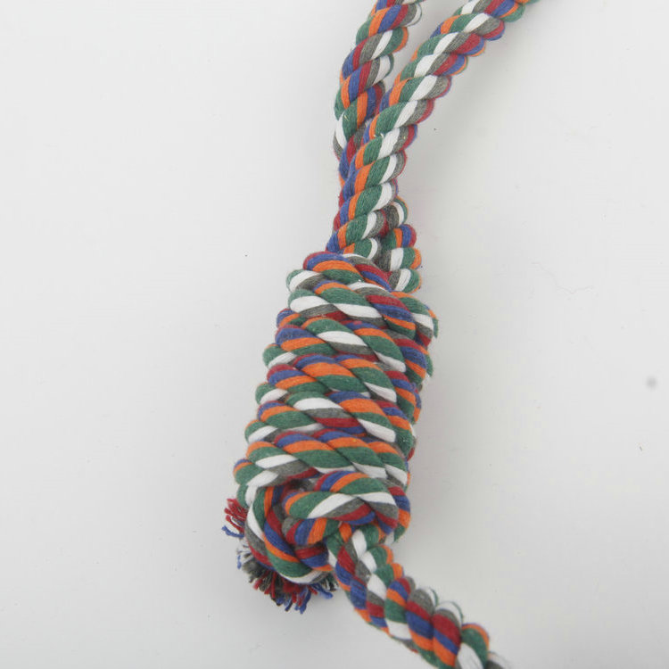 S-Two-Color Cotton Rope With Carrying Loop Single Knot Cotton Rope Ball Pet Toy