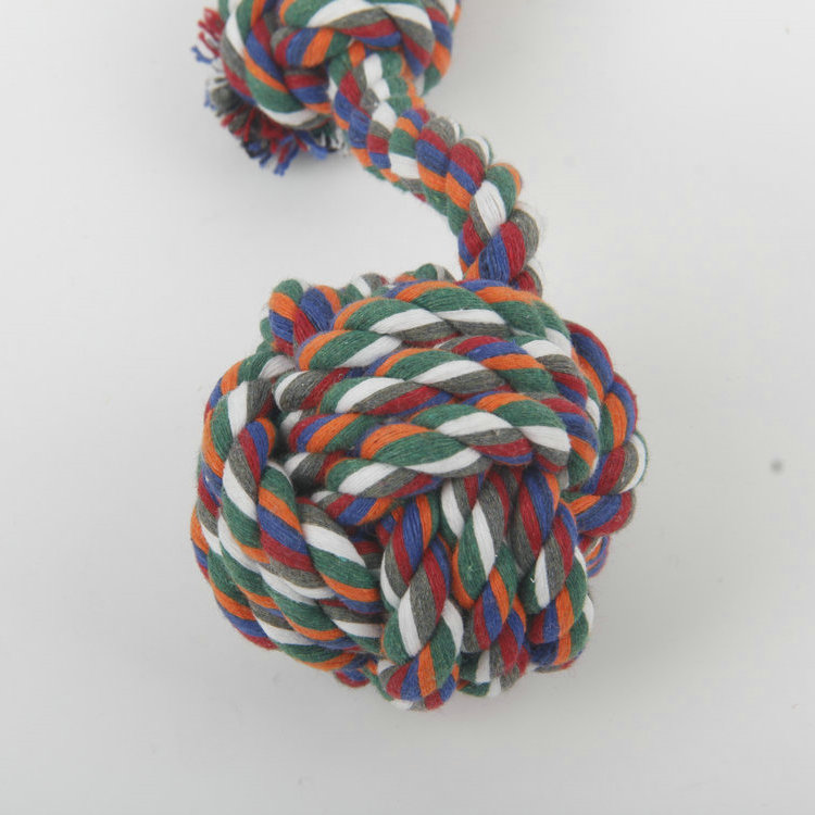 S-Two-Color Cotton Rope With Carrying Loop Single Knot Cotton Rope Ball Pet Toy