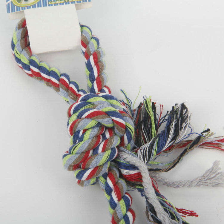 S-Two-Color Cotton Rope With Carrying Loop Single Knot Cotton Rope Ball Pet Toy 1