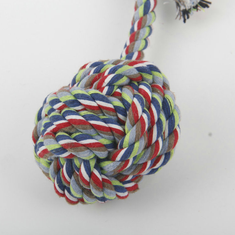 S-Two-Color Cotton Rope With Carrying Loop Single Knot Cotton Rope Ball Pet Toy 1