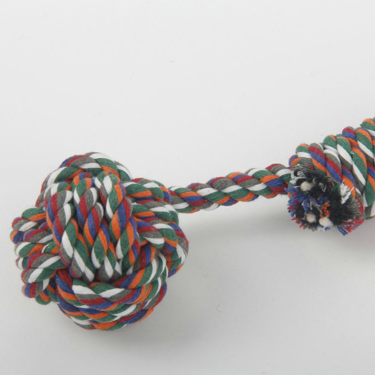 S-Two-Color Cotton Rope With Carrying Loop Single Knot Cotton Rope Ball Pet Toy 1