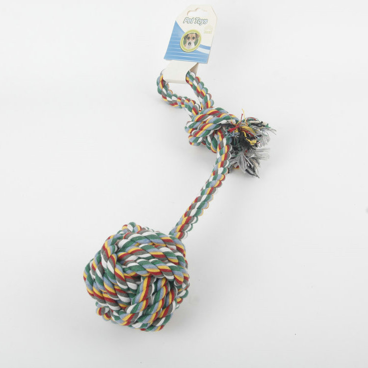 S-Two-Color Cotton Rope With Carrying Loop Single Knot Cotton Rope Ball Pet Toy 2