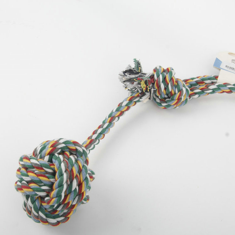 S-Two-Color Cotton Rope With Carrying Loop Single Knot Cotton Rope Ball Pet Toy 2