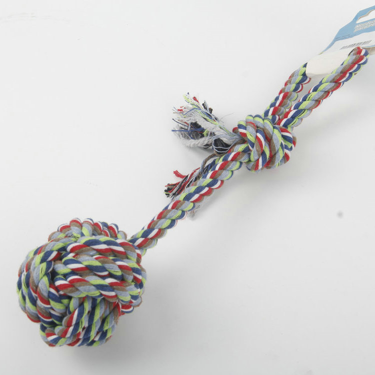 S-Two-Color Cotton Rope With Carrying Loop Single Knot Cotton Rope Ball Pet Toy 2