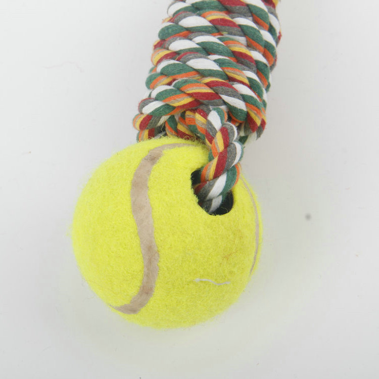 S-Colorful Woven Cotton Rope Toy With Tennis Pet 1