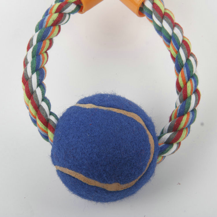 S-8-Shaped Middle Four-way Plastic Tube With Tennis Pet Cotton Rope Toy 1