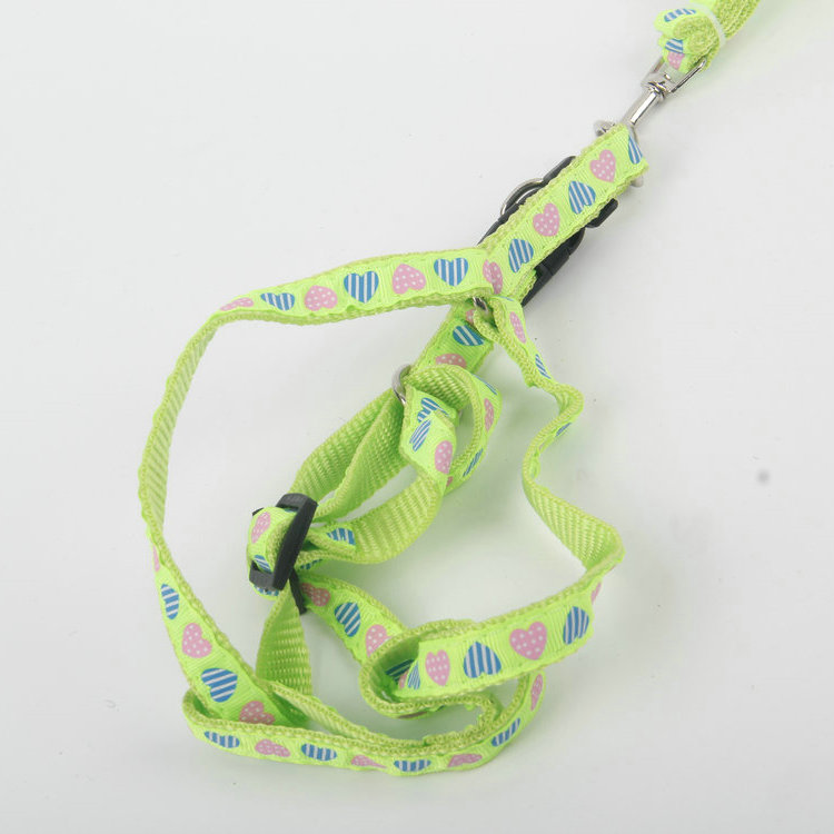 S-With Metal Buckle 1.5 Patch Printed Love Pattern Drawstring + Chest Back Pp Flat Rope Pet Traction