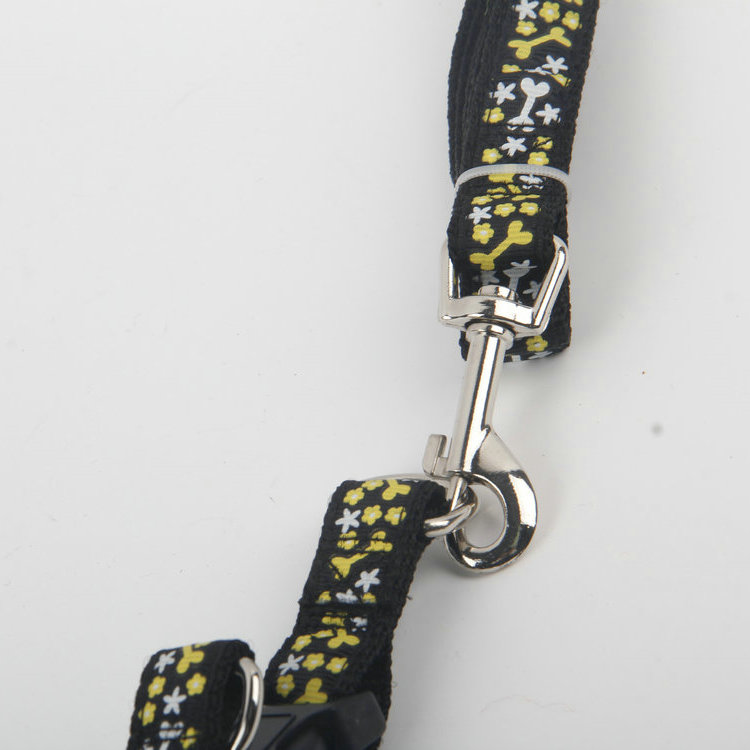 S-With Metal Buckle 2.0 Patch Printed Bone Pattern Drawstring + Chest Back PP Flat Rope Pet Traction