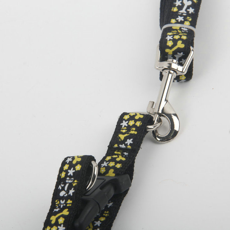 S-With Metal Buckle 2.0 Patch Printed Bone Pattern Drawstring + Chest Back PP Flat Rope Pet Traction
