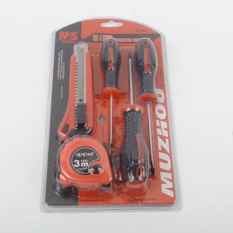 5PC Tool Set (1PC Cross Head+2PC Word Head+3M Tape Measure+1PC Utility Knife)