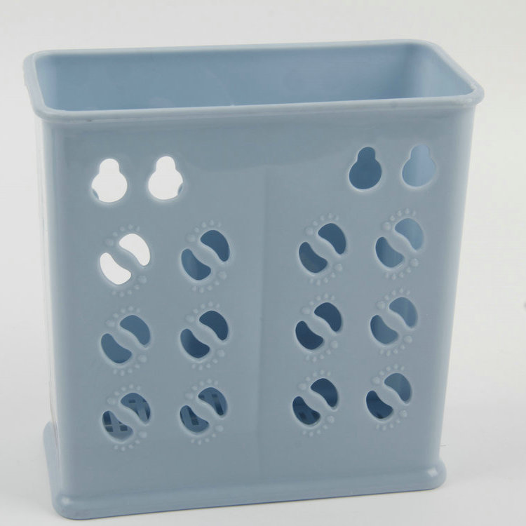 A-Rectangular Two-Compartment Plastic Chopstick Cage With Long Holes At The Bottom