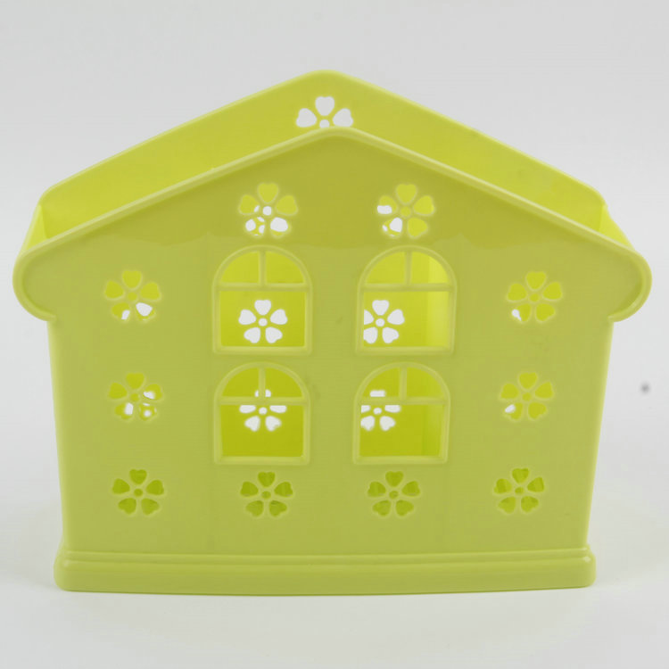 A-House-Shaped Three-Grid Plastic Chopstick Cage With Long Holes At The Bottom