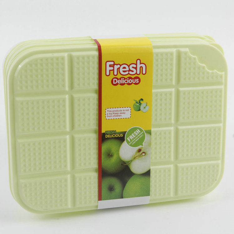 A-4PC Square Transparent Plastic Fresh-keeping Box (lid Convex Dot Grid