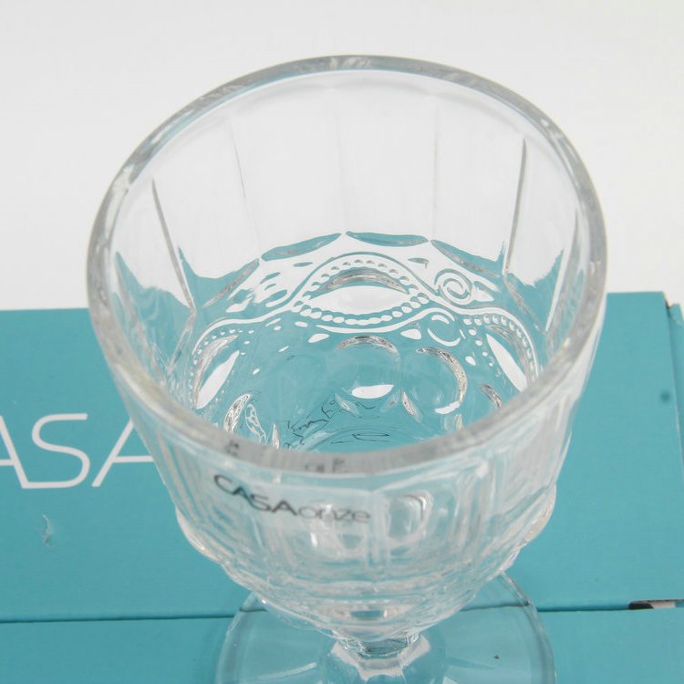 A-6PC Round Mouth With Feet Embossed Glass Body Glass Set