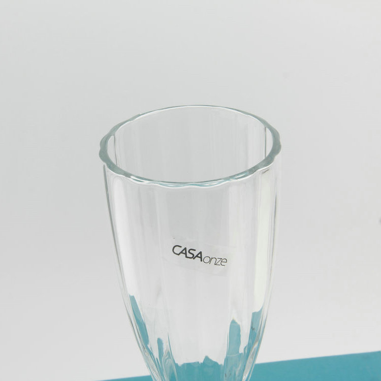 A-6PC Round Mouth With Base And Vertical Pattern Glass Cup Set