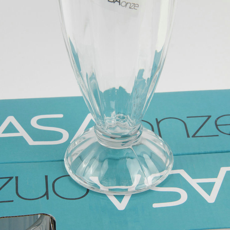 A-6PC Round Mouth With Base And Vertical Pattern Glass Cup Set