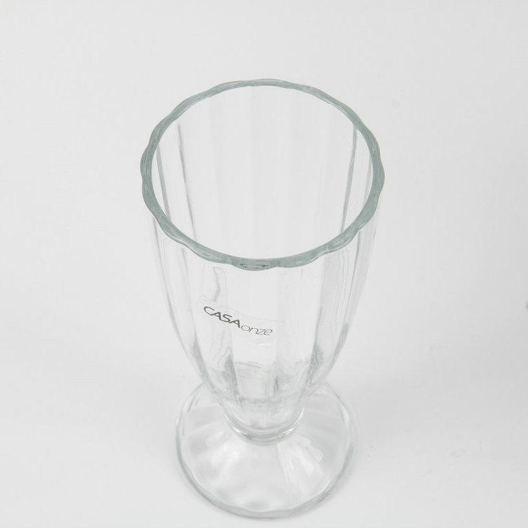 A-6PC Round Mouth With Base And Vertical Pattern Glass Cup Set