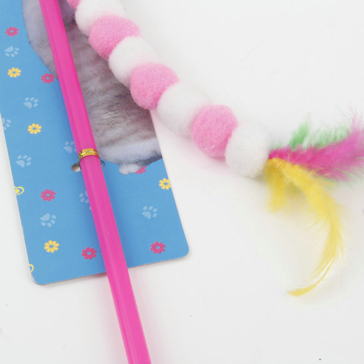 S-Polyester Caterpillar Pendant With Bell Tail Feathers Plastic Funny Cat Stick