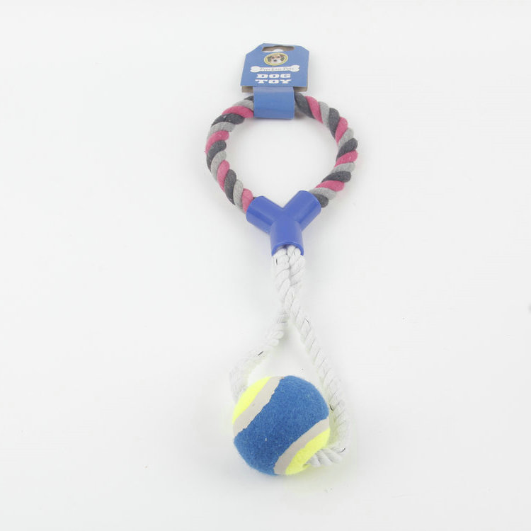 S-Y Type Single Side With Two-color Tennis Pet Cotton Rope Toy 1