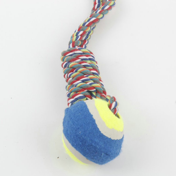 S-Color Woven Can Carry Two-color Tennis Pet Cotton Rope Toy 1