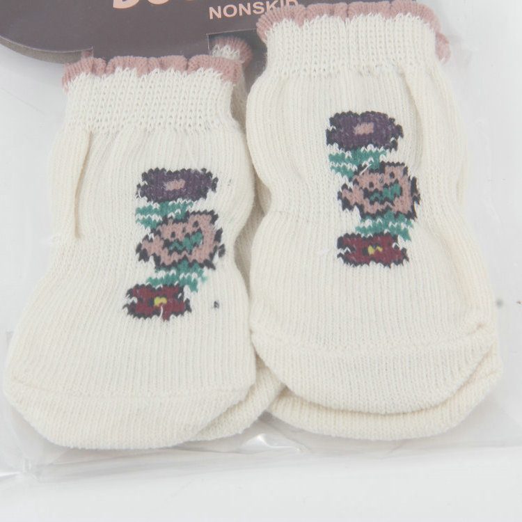 S-2 Two-Pack Color Printed Non-slip Cotton Pet Socks With Plastic Paw Print