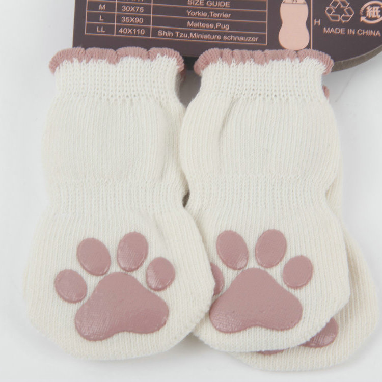 S-2 Two-Pack Color Printed Non-slip Cotton Pet Socks With Plastic Paw Print