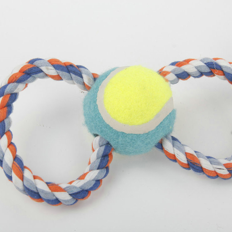 S-8 Shaped Middle With Tennis Pet Cotton Rope Toy