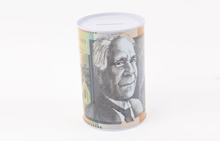 M-Cylindrical Printed Australian Dollar Tinplate Savings Jar 1