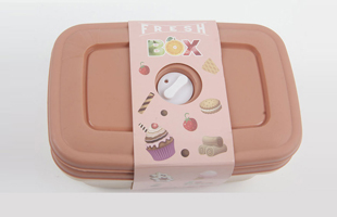 A-3PC Rectangular Plastic Solid Color Fresh-keeping Lunch Box with Button