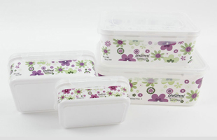 A-4PC Rectangular Snap Cover Color Printing Plastic Fresh-keeping Box Lunch Box Set