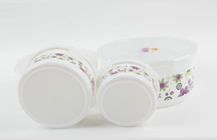 A-4PC Round Snap Button Cover Color Printing Plastic Crisper Lunch Box Set