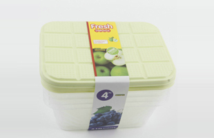 A-4PC Square Transparent Plastic Fresh-keeping Box (lid Convex Dot Grid