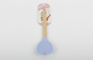 A-Silicone Spoon with Hole for Hanging Wooden Handle 1