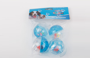 S-4PC Plastic Round Ball Pet Toy With Coloured Beads