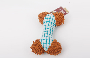 S-Bone Shaped Pet Chew Toy with Short Strips of Fleece