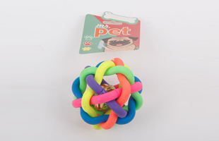 S-Rainbow Ball TPR Pet Chew Toy with Bells