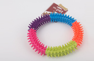 S-Round 5-Coloured Spiny Ring TPR Pet Chew Toy