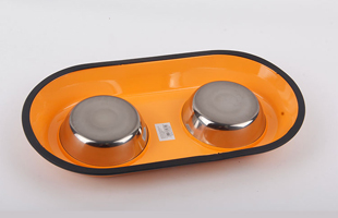 S-Stainless Steel Rounded Double Compartment Pet Bowl
