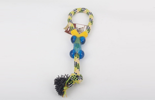 Y063613 @S-Four-Color Y-Braided Rope With Twisted Knot Tassel Pet Cotton Rope Toy