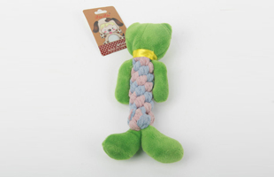 S-Plus Plush Head + Two-Color Braided Rope Body Frog-Shaped Pet Toy