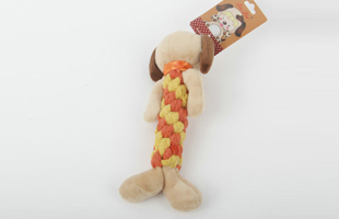 S-Plus Plush Head + Two-Color Braided Rope Body Puppy-Shaped Pet Toy
