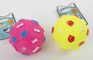 S-Footprint+Bone With Sound Round Ball Pet Toy